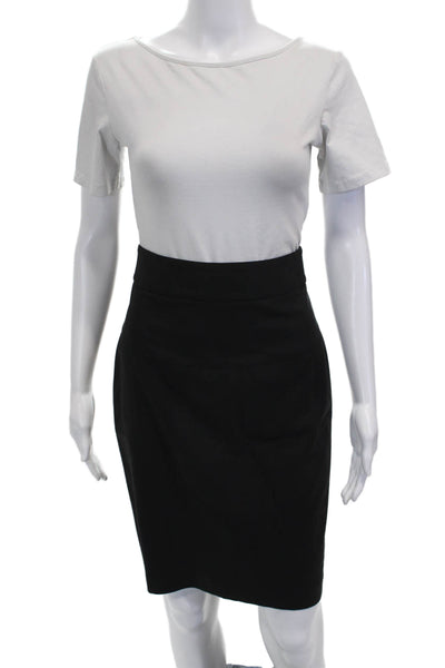 Theory Womens Black Wool Straight Pencil Skirt Zip Knee Length Size 2