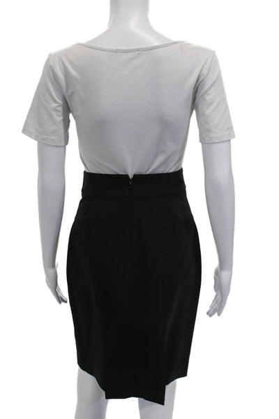 Theory Womens Black Wool Straight Pencil Skirt Zip Knee Length Size 2