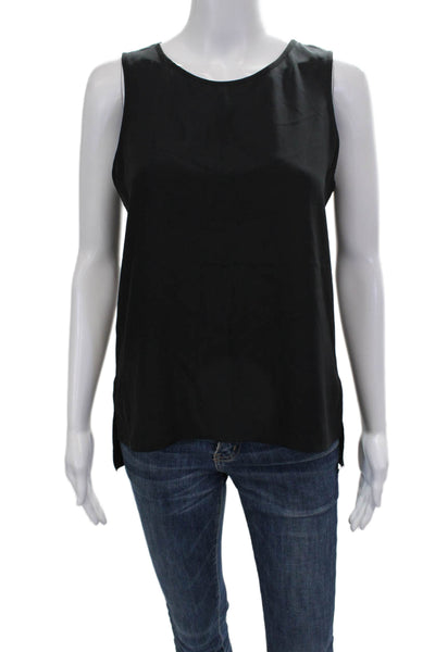 Parker Womens Silk Basic Sleeveless Tank Black Round Neck Solid Spring Size XS