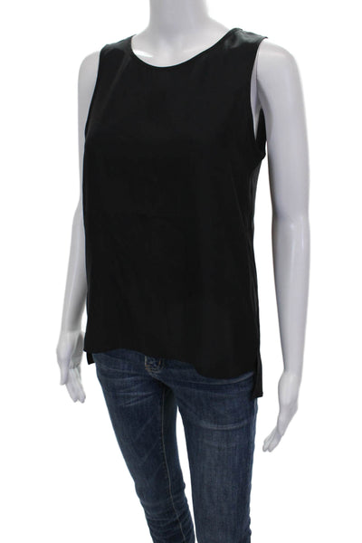 Parker Womens Silk Basic Sleeveless Tank Black Round Neck Solid Spring Size XS