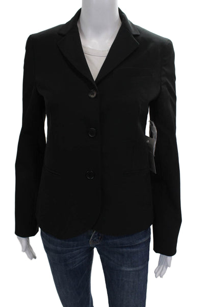 Theory Women Black Long Sleeve Blazer Button Polyester Size 4