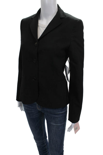 Theory Women Black Long Sleeve Blazer Button Polyester Size 4