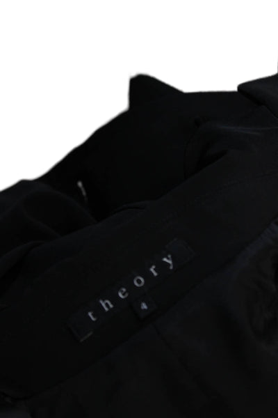 Theory Women Black Long Sleeve Blazer Button Polyester Size 4