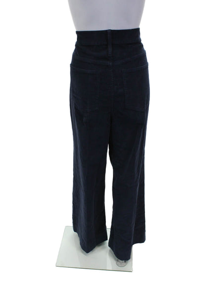 J Crew Women Blue Cotton Pants Button Closure Size 33