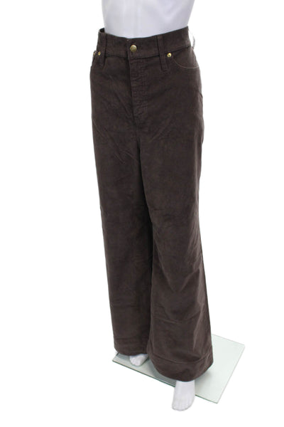 J Crew Womens Brown Button Front Pants 76% Cotton Size 33
