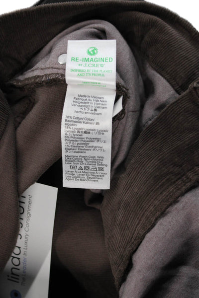 J Crew Womens Brown Button Front Pants 76% Cotton Size 33