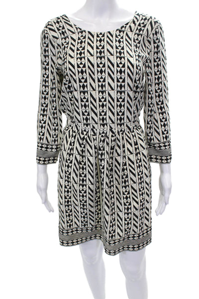Madewell Women Blouson Silk Boat Neck Black Knee Length 3/4 Sleeve Dress Size 0