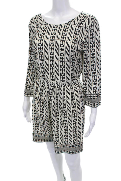Madewell Women Blouson Silk Boat Neck Black Knee Length 3/4 Sleeve Dress Size 0