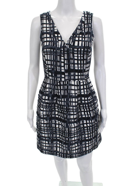 Madewell Womens Fit & Flare Black Check V-Neck Sleeveless Dress Size 0