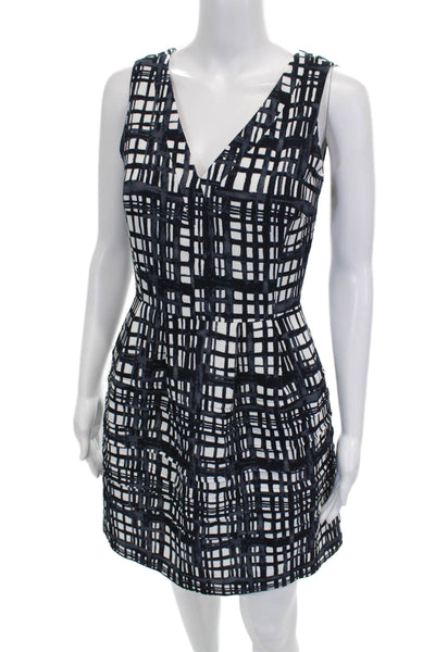 Madewell Womens Fit & Flare Black Check V-Neck Sleeveless Dress Size 0