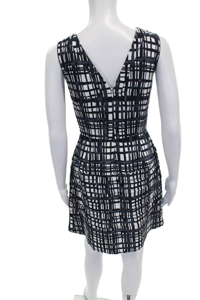 Madewell Womens Fit & Flare Black Check V-Neck Sleeveless Dress Size 0