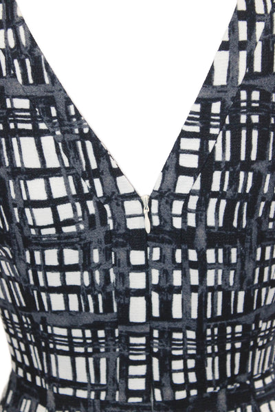 Madewell Womens Fit & Flare Black Check V-Neck Sleeveless Dress Size 0