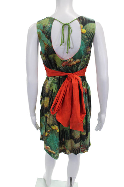 Eva Franco Women Fit & Flare Dress Floral VNeck Cotton Size 2