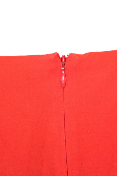 Madewell Women Red Fit & Flare V-Neck 3/4 Sleeve Cotton Dress Size 4