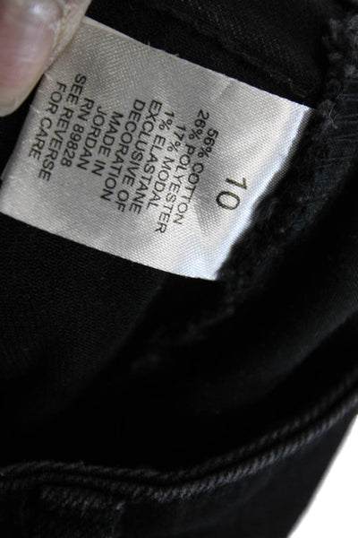 Martha Women Black Floral High Rise Tapered Jeans Cotton Blend Size 10