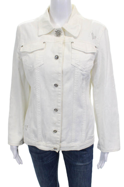 Brighton Womens Basic Denim Jacket White Button Size M