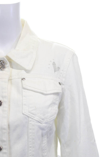 Brighton Womens Basic Denim Jacket White Button Size M