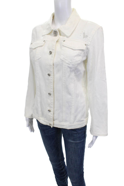 Brighton Womens Basic Denim Jacket White Button Size M