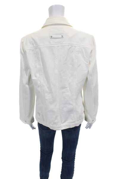 Brighton Womens Basic Denim Jacket White Button Size M
