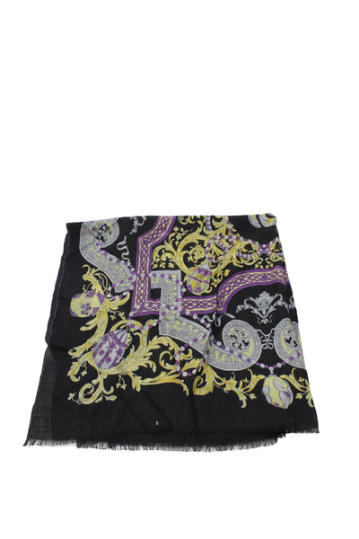 J. Mclaughlin Womens Abstract Print Scarf Black Multi Colored Size One Size