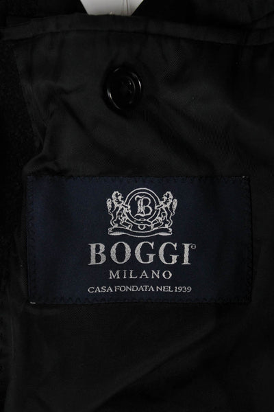 Boggi Mens Cashmere Black Overcoat Button Closure Size 48