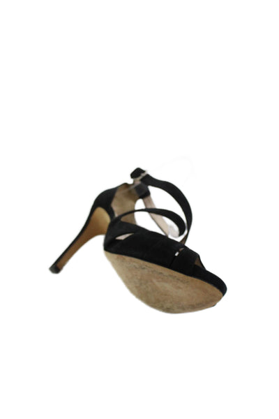 L.K. Bennett Womens Suede Cross Strap Sandal Heels Black Size 41 11