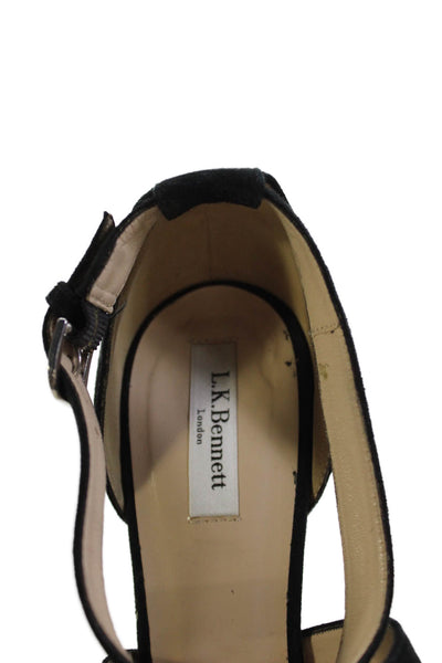 L.K. Bennett Womens Suede Cross Strap Sandal Heels Black Size 41 11