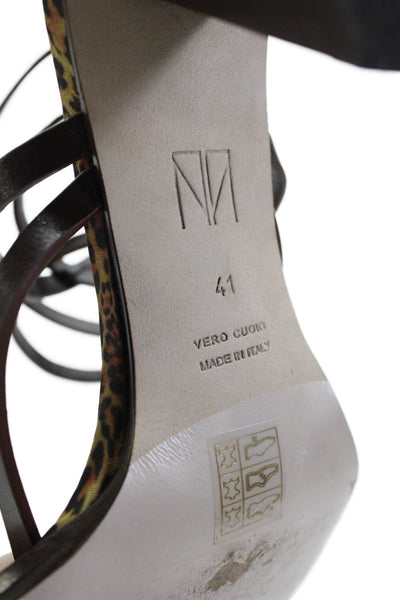 Tamara Mellon Womens Leather Wilder 65 Strappy Sandal Heels Brown Size 41 11