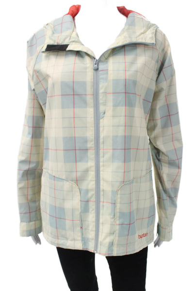 Burton Women Ski Jacket Multicolor Plaid Polyester Zip Long Sleeve Size M