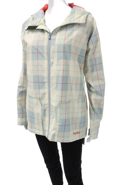 Burton Women Ski Jacket Multicolor Plaid Polyester Zip Long Sleeve Size M