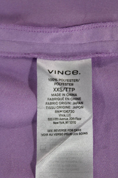 Vince Women Camisole Purple Scoop Neck Polyester Sleeveless Size 2XS