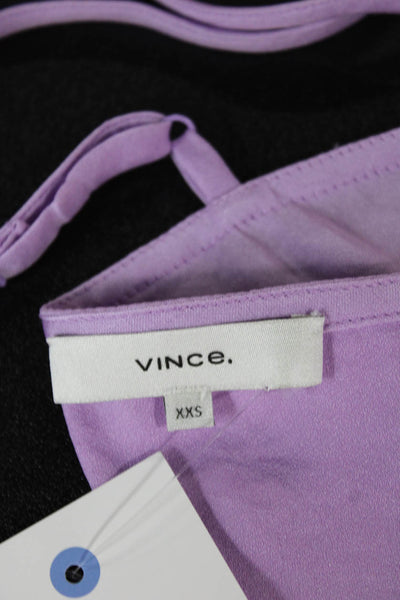 Vince Women Camisole Purple Scoop Neck Polyester Sleeveless Size 2XS