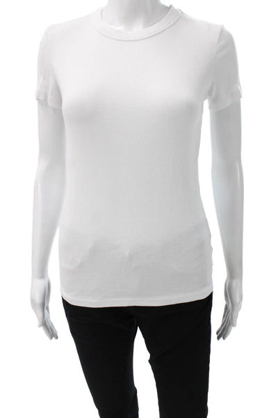Cotton Citizen Women Basic Cotton Crew Neck Short Sleeve T-Shirt White Size M