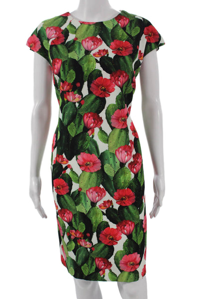 Nvsco Women Sheath Dress Multicolor Floral Short Sleeve Knee-Length Size 50