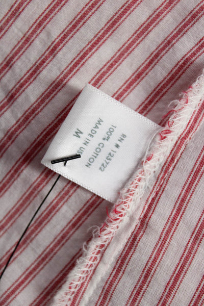 Xirena Womens A-Line Striped Cotton Midi Skirt Red Pull On Size M