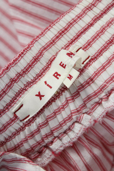 Xirena Womens A-Line Striped Cotton Midi Skirt Red Pull On Size M