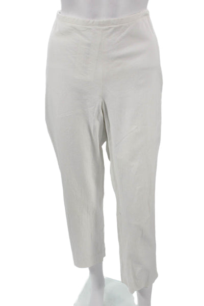 J. Mclaughlin Womens Cropped Ivory Pants Zip Cotton Spandex Size 12