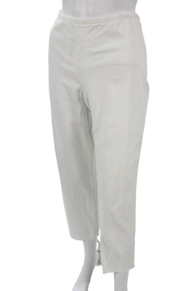 J. Mclaughlin Womens Cropped Ivory Pants Zip Cotton Spandex Size 12