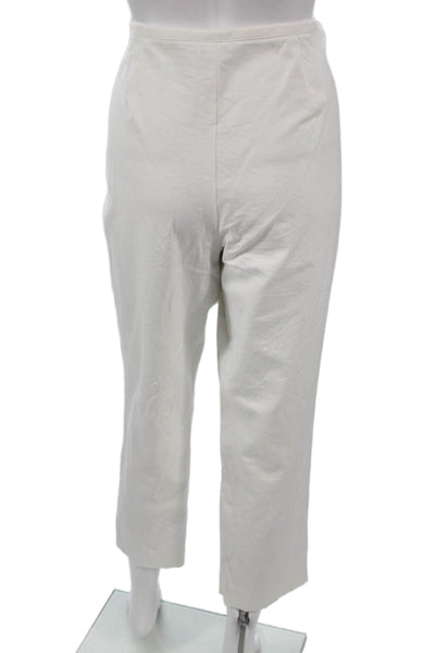 J. Mclaughlin Womens Cropped Ivory Pants Zip Cotton Spandex Size 12