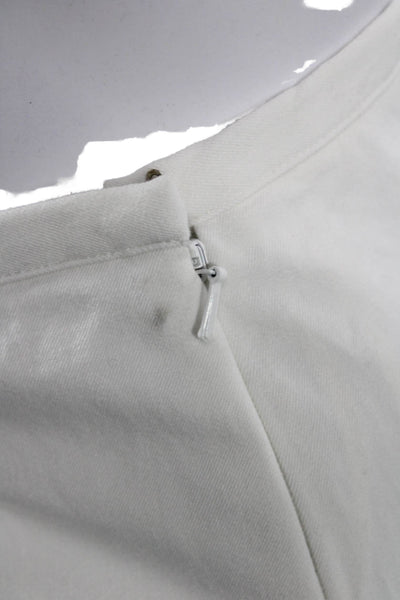 J. Mclaughlin Womens Cropped Ivory Pants Zip Cotton Spandex Size 12