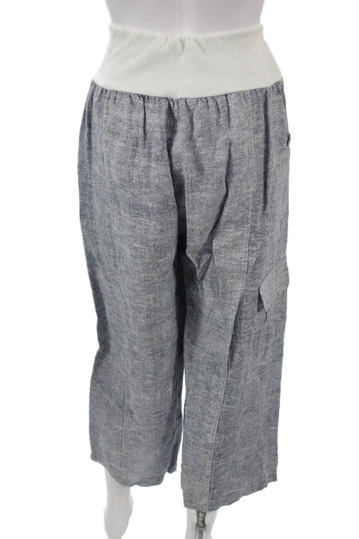 Inizio Womens Blue Linen Capri Pants Pull On Size XL