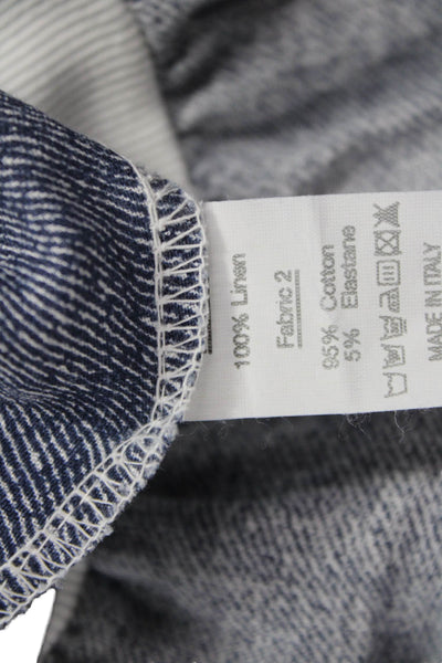 Inizio Womens Blue Linen Capri Pants Pull On Size XL