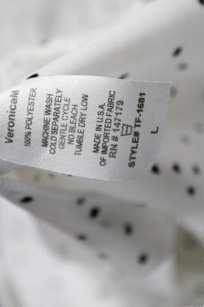 Veronica M Women Basic Polka Dot V Neck Long Sleeve Polyester Blouse Size L
