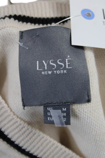 Lysse Women Beige Animal Print V-Neck Short Sleeve Pullover Cotton Blend Size M