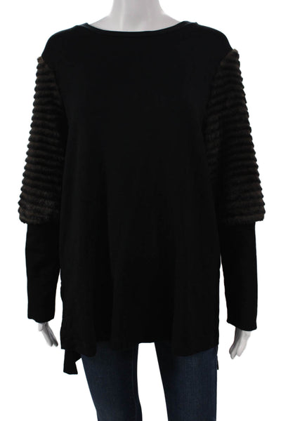 Capote Womens Rayon Boat Neck Long Sleeve Pullover Tunic Black Size L