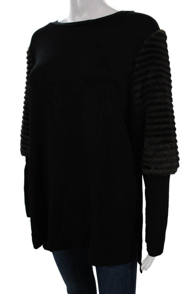 Capote Womens Rayon Boat Neck Long Sleeve Pullover Tunic Black Size L
