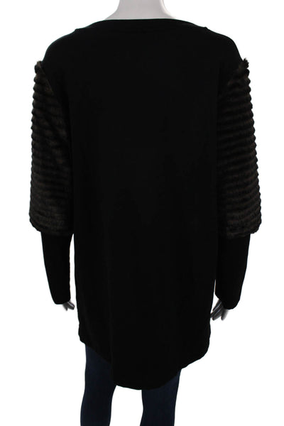 Capote Womens Rayon Boat Neck Long Sleeve Pullover Tunic Black Size L