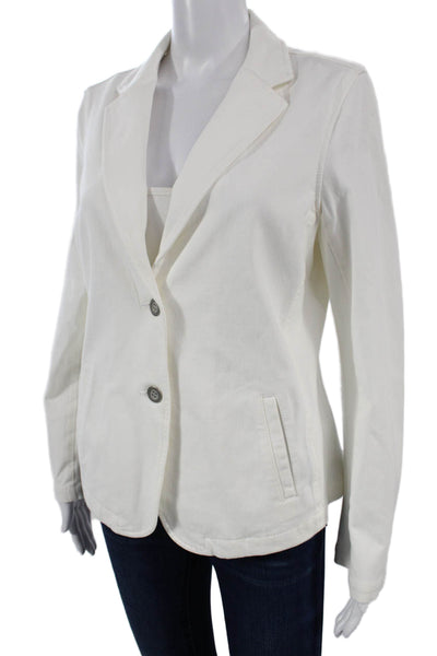 J. Mclaughlin Womens Blazer White Cotton Button Long Sleeve Size L