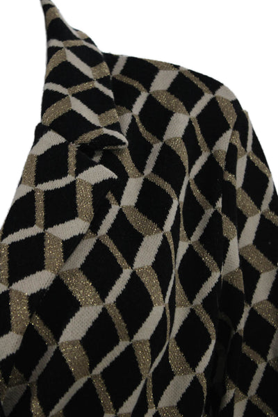 Rina Scimento Womens Black Geometric Jacket Long Sleeve Button Size L