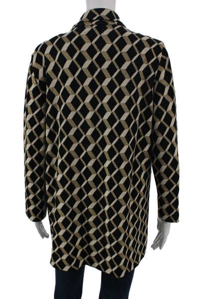 Rina Scimento Womens Black Geometric Jacket Long Sleeve Button Size L